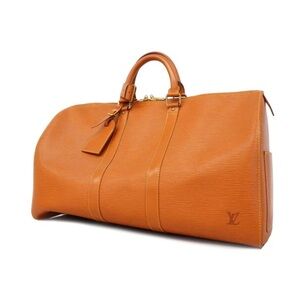 Louis Vuitton Orange Epi Leather Keepall Travel Bag